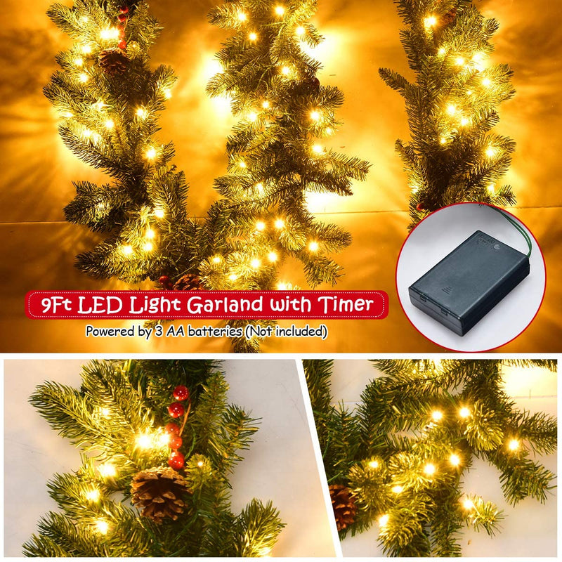 Load image into Gallery viewer, 9FT Pre-lit Christmas Garland with 100 LED Lights - GoplusUS
