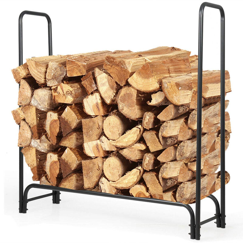Load image into Gallery viewer, 4FT Firewood Rack, Heavy Duty Log Storage Holder w/Sturdy Steel Tubular Frame - GoplusUS
