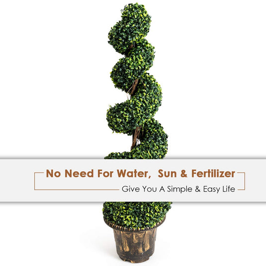 4 Ft Artificial Boxwood Spiral Tree, Fake Greenery Plants - GoplusUS