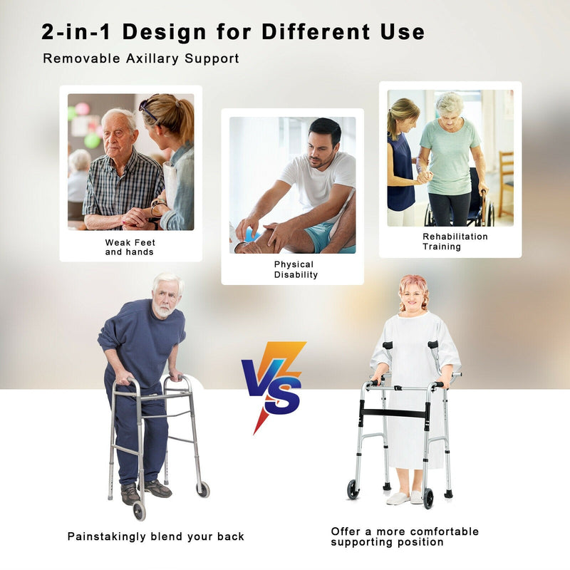 Load image into Gallery viewer, Foldable Standard Walker, Aluminum Alloy Rehabilitation Auxiliary Walker - GoplusUS
