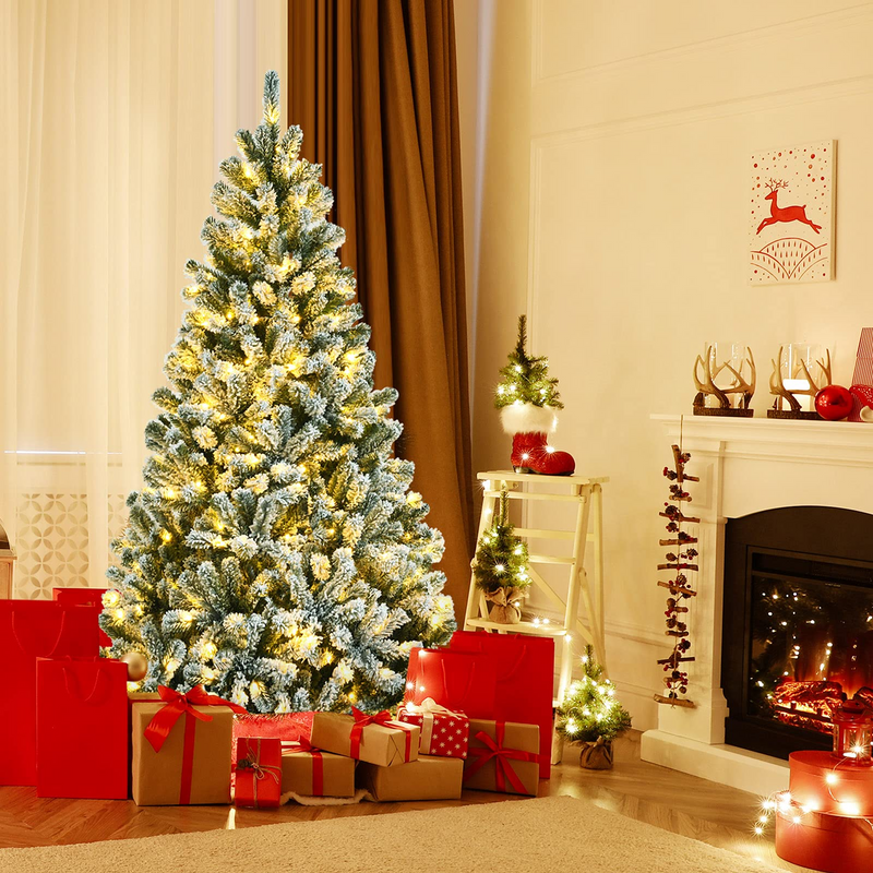 Load image into Gallery viewer, Goplus Snow Flocked Christmas Tree, Artificial Hinged Xmas Tree - GoplusUS
