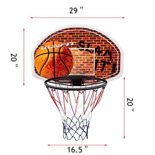 29" x 20" Mini Basketball Hoop Wall Mounted Portable Basketball Backboard - GoplusUS