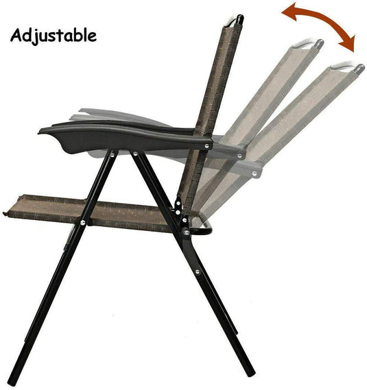 Folding Sling Chairs Sets of 2, Portable Chairs for Patio Garden Pool Outdoor & Indoor - GoplusUS