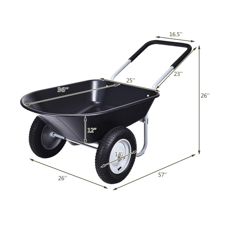 Load image into Gallery viewer, Goplus Dual Wheel Wheelbarrow, Heavy Duty Garden Cart, 330 lbs Capacity Utility Cart - GoplusUS
