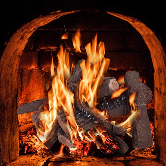 Ceramic Wood Gas Fireplace Log Set for Ventless (9 PCS/10 PCS) - GoplusUS