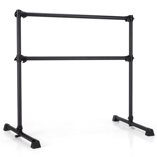 Goplus Double Ballet Barre Bar, Portable 4 FT Freestanding Dancing Bar w/ 7" - 46" Adjustable Height - GoplusUS