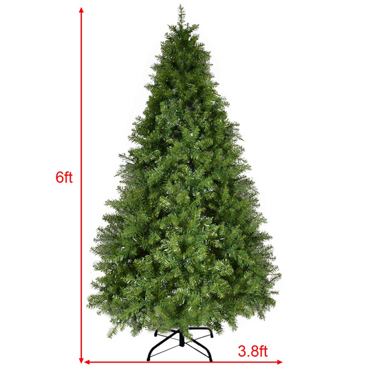 Goplus Pre-Lit Christmas Tree Artificial PVC Spruce Hinged with 560 LED Lights and Solid Metal Legs - GoplusUS