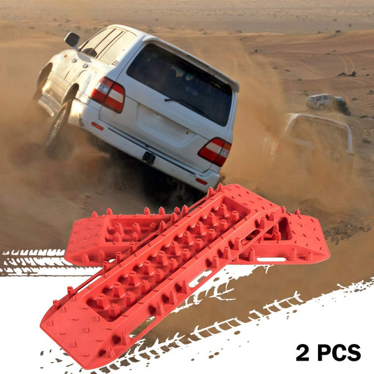 Goplus Off-Road Traction Boards, 2 Pcs Recovery Tracks Traction Mat for 4X4 Jeep Mud, Red Tire Traction Tool - GoplusUS