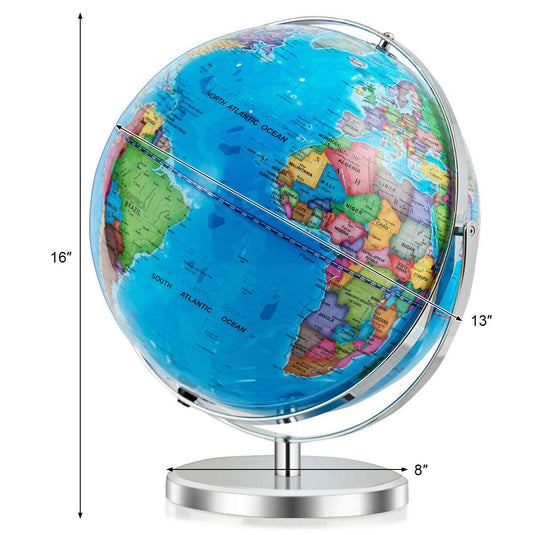 Desktop World Globe, Educational Geographic World Globe with LED Lights - GoplusUS