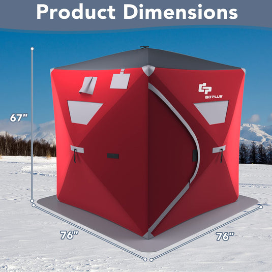 Portable Ice Shelter Pop-up Ice Fishing Tent Shanty 3-4 Person