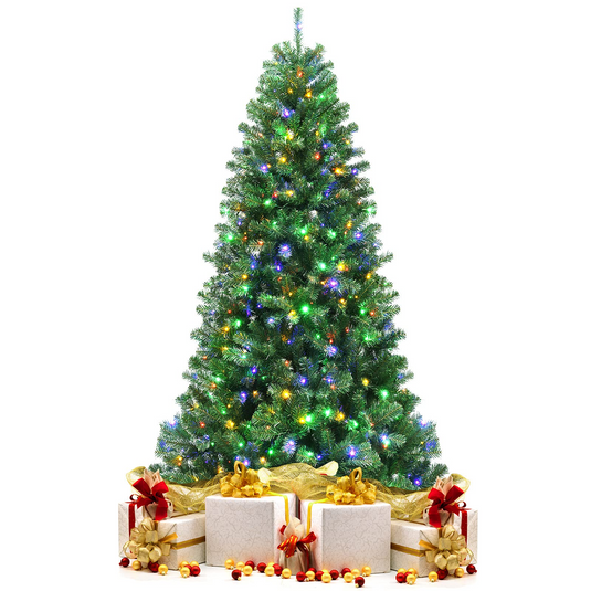 Goplus Christmas Tree, Hinged Remote Control Artificial Xmas Tree, Residential and Commercial Decoration for Indoor - GoplusUS
