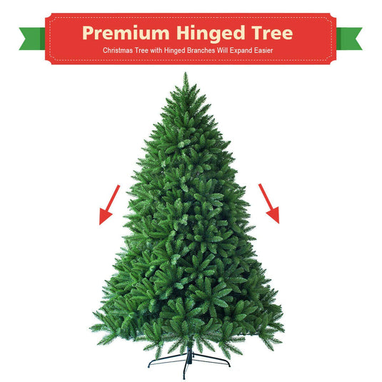 7.5ft Unlit Artificial Christmas Tree, Premium Hinged Fir Tree - GoplusUS