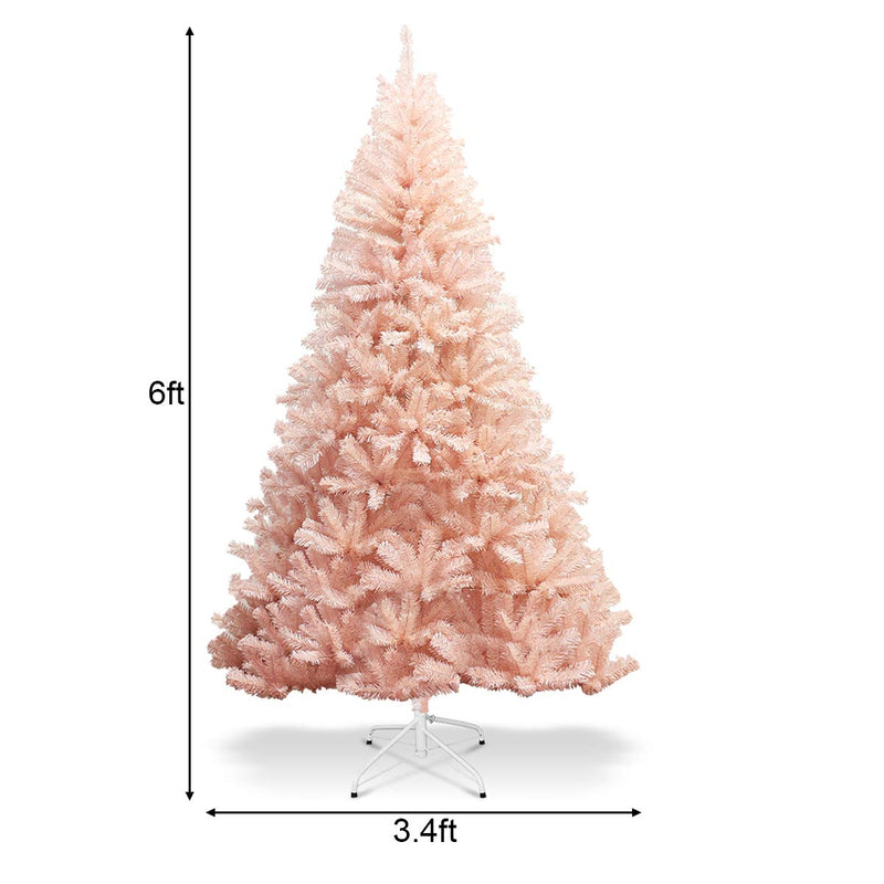 Load image into Gallery viewer, Artificial Pink Christmas Tree, 6ft/7ft Premium Unlit Hinged Spruce Full Tree - GoplusUS
