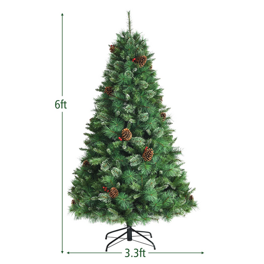Goplus Artificial Christmas Tree, Unlit Premium Hinged Xmas Pine Tree with PVC Branch Tips - GoplusUS