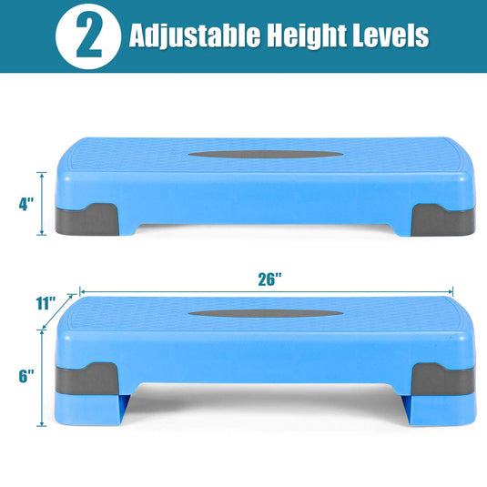 Step Platform, 26" Adjustable Aerobic Exercise Step Deck (Navy Blue)