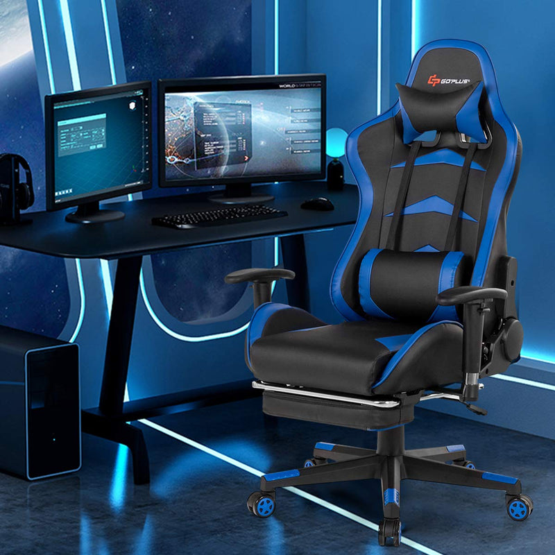 Load image into Gallery viewer, Massage Gaming Chair, Reclining Backrest, Handrails and Seat Height Adjustment - GoplusUS
