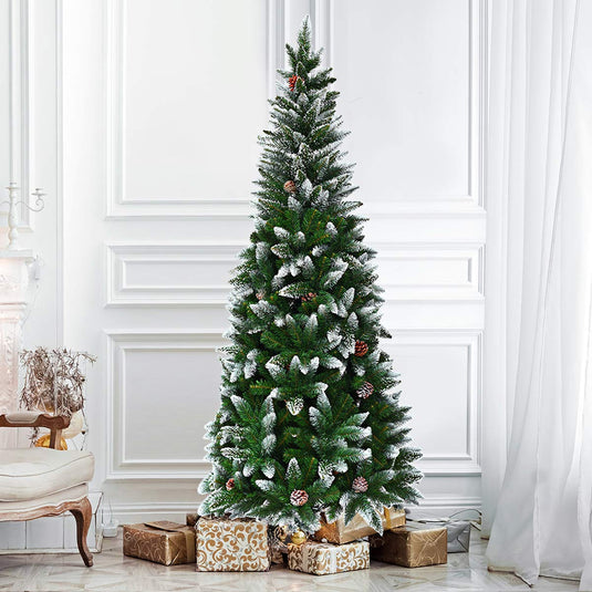 5ft, 6FT 7.5FT Artificial Pencil Christmas Tree - GoplusUS