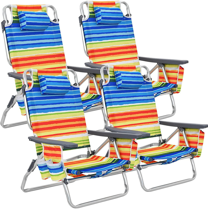 Load image into Gallery viewer, Backpack Beach Chairs, 4 Pcs Portable Camping Chairs with Cool Bag and Cup Holder - GoplusUS
