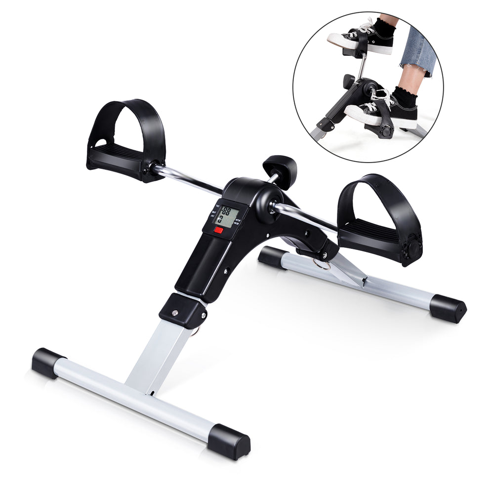 Folding Pedal Exerciser, Adjustable Resistance Mini Exercise Bike - GoplusUS