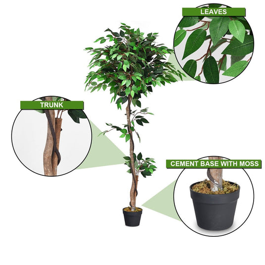 4/5.5/6FT FICUS Silk Leaf Artificial Tree - GoplusUS
