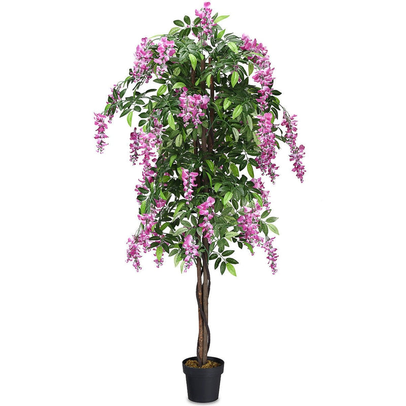 Load image into Gallery viewer, 6FT Fake Wisteria Tree Artificial Greenery Plants in Nursery Pot Decorative Trees for Home - GoplusUS
