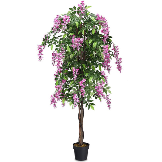 6FT Fake Wisteria Tree Artificial Greenery Plants in Nursery Pot Decorative Trees for Home - GoplusUS