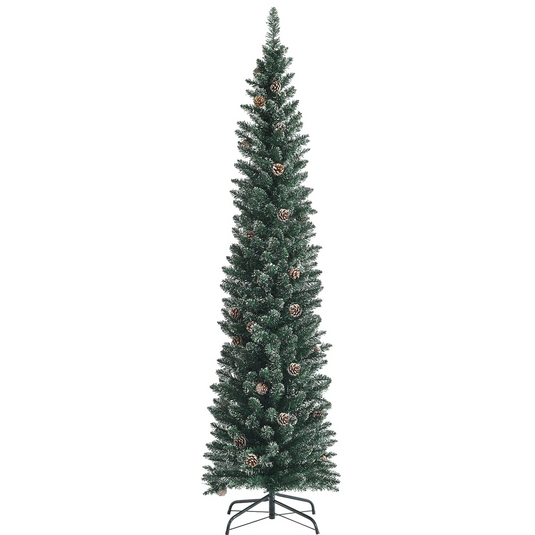 Goplus Artificial Pencil Christmas Tree, Snow Flocked Slim Xmas Tree - GoplusUS