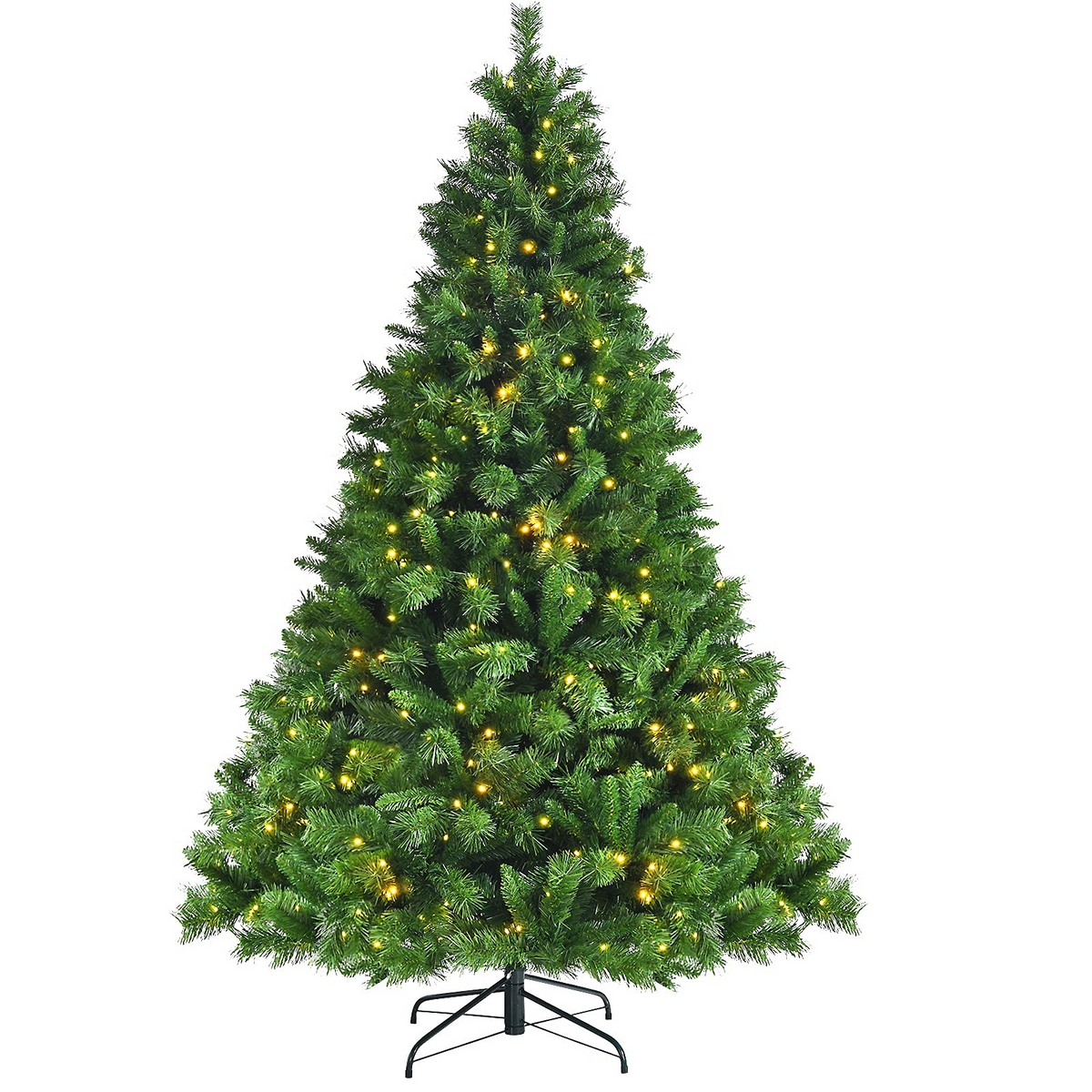 Goplus Pre-Lit Artificial Christmas Tree, Quick One Plug Hinged Xmas Pine Tree - GoplusUS