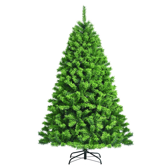 Goplus Snow Flocked Christmas Tree, Artificial Hinged Pine Tree - GoplusUS