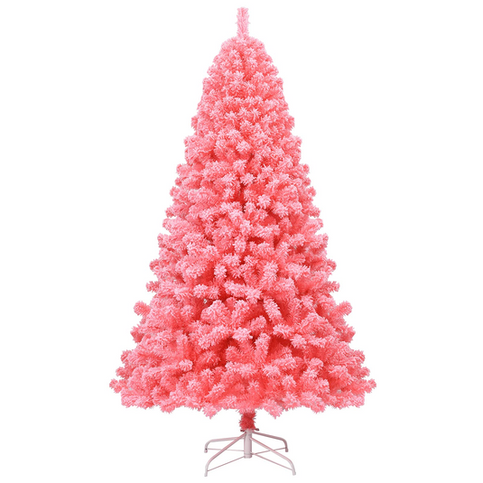 Goplus Snow Flocked Christmas Tree, Artificial Hinged Pine Tree - GoplusUS