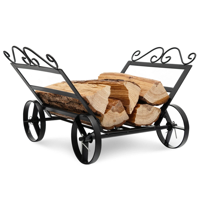 Load image into Gallery viewer, Goplus 20&quot; Small Firewood Rack, Indoor/Outdoor Decorative Firewood Storage Carrier Log Rack with Wheels - GoplusUS
