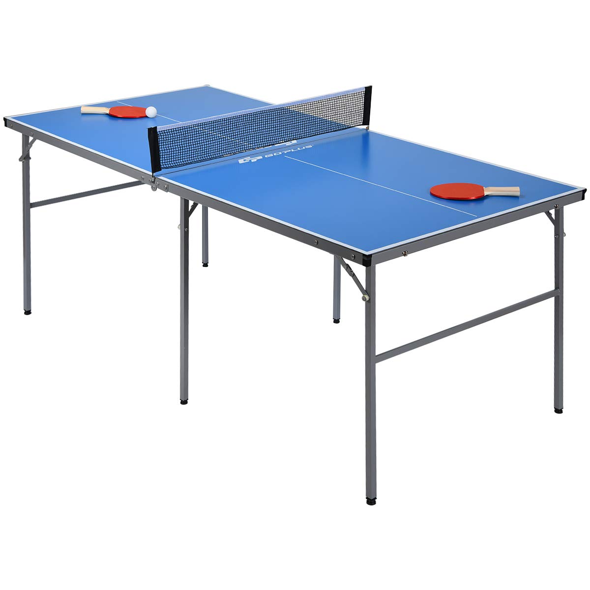 Portable Table Tennis Table, 100% Preassembled, Folding Ping Pong Table Game Set with Net
