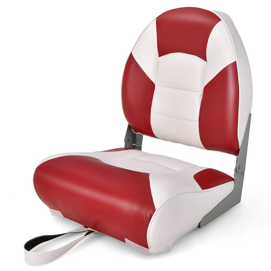 A Pair of Low Back Folding Fishing Boat Seats, Red/White/Light Grey