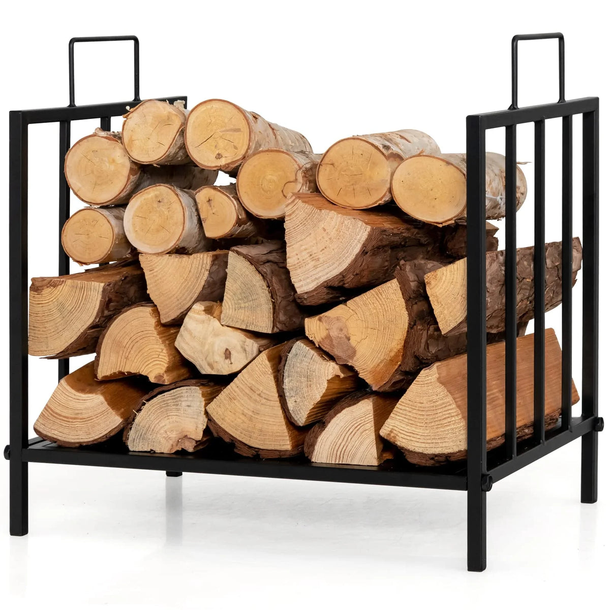 Goplus 16.5" Firewood Rack, Indoor/Outdoor Small Firewood Holder with Handle, Raised Legs - GoplusUS