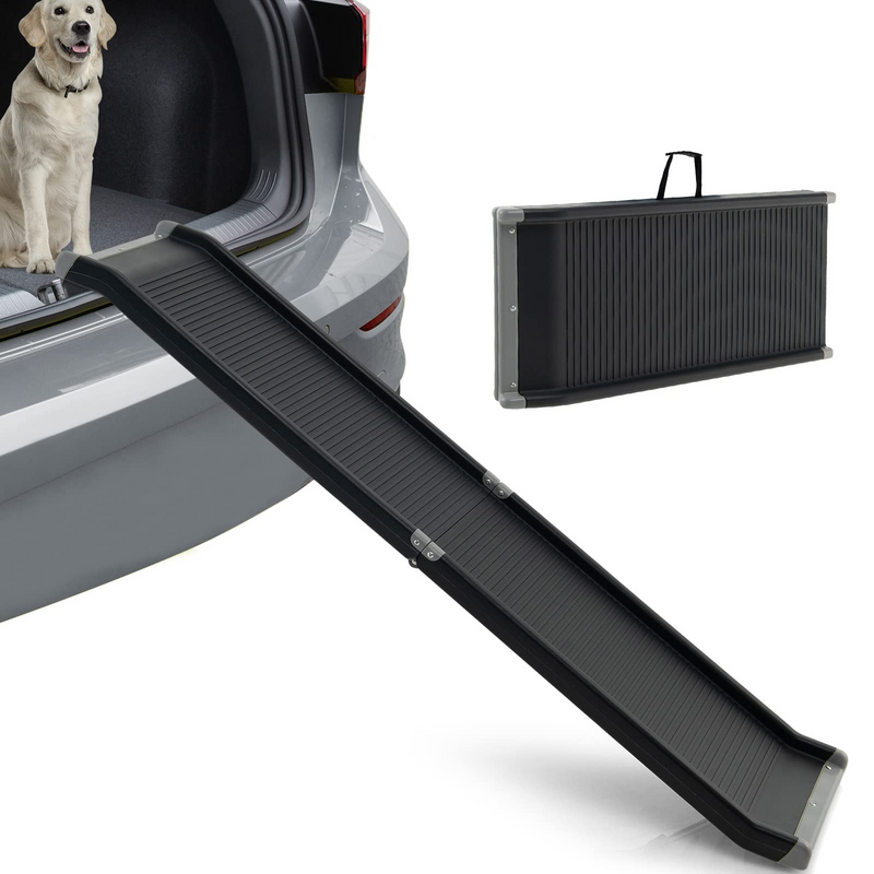 Load image into Gallery viewer, Goplus Dog Car Ramp, 63 Inch Folding Portable Pet Ramp for Large Dogs SUV Truck Bed w/ Side Rails &amp; Safety Lock &amp; Non-Slip Surface &amp; Carry Handle - GoplusUS
