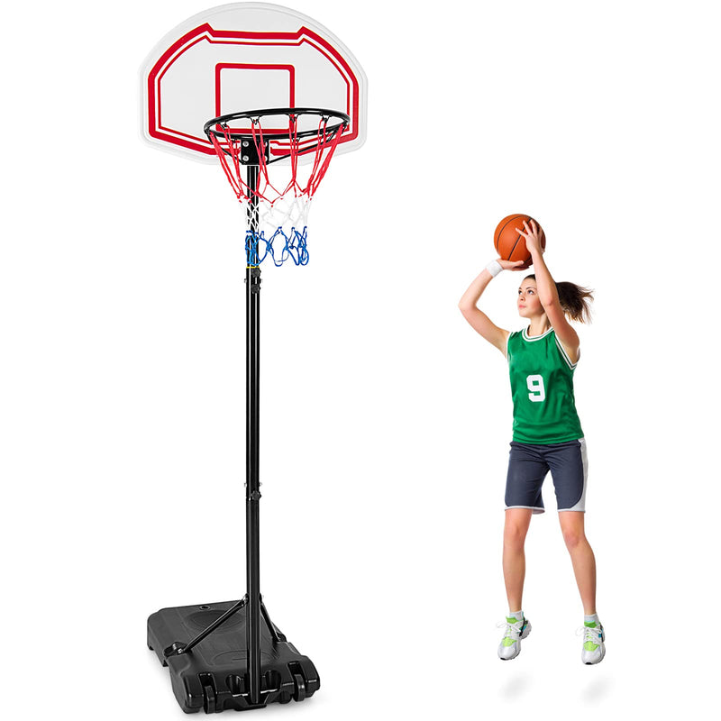 Load image into Gallery viewer, Goplus Portable Basketball Hoop, 6.4-8.7 FT Height Adjustable Basketball System with 2 Nets - GoplusUS

