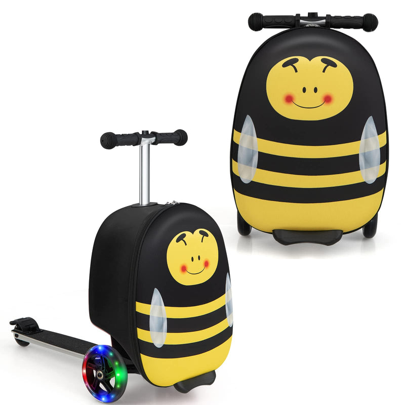 Load image into Gallery viewer, Goplus 2-in-1 Ride On Suitcase Scooter for Kids, Carry on Luggage with LED Flashing Wheels, Waterproof Shell (Bee) - GoplusUS
