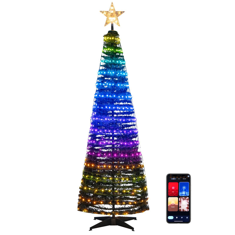 Load image into Gallery viewer, Goplus 6 FT Pop Up Christmas Tree, Pre-Lit Collapsible Xmas Tree with 282 RGB LED Lights
