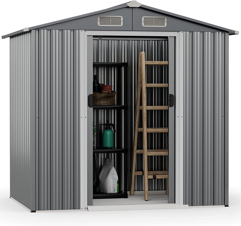 Load image into Gallery viewer, Goplus 6&#39; x 4&#39; Outdoor Storage Shed, Weather-Resistant Galvanized Metal Tool House
