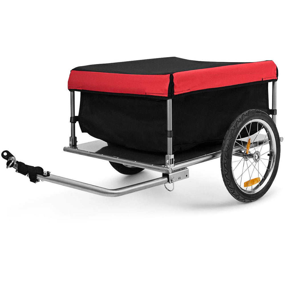 Cargo Bike Trailer, Folding Frame Quick Release 16" Wheels Bicycle Cargo Trailer - GoplusUS