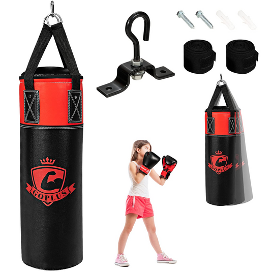 Goplus Punching Bag Set for Kids , Filled Boxing Heavy Bag with Punching Gloves & Hand Wraps - GoplusUS