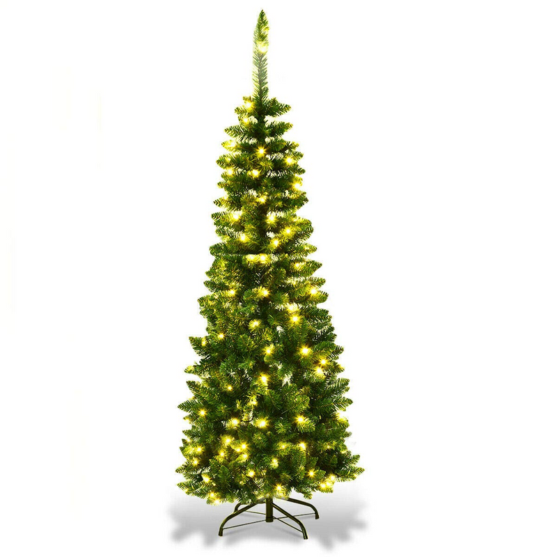 Load image into Gallery viewer, Goplus Prelit Pencil Christmas Tree, 4.5FT Premium Hinged Fir Tree - GoplusUS

