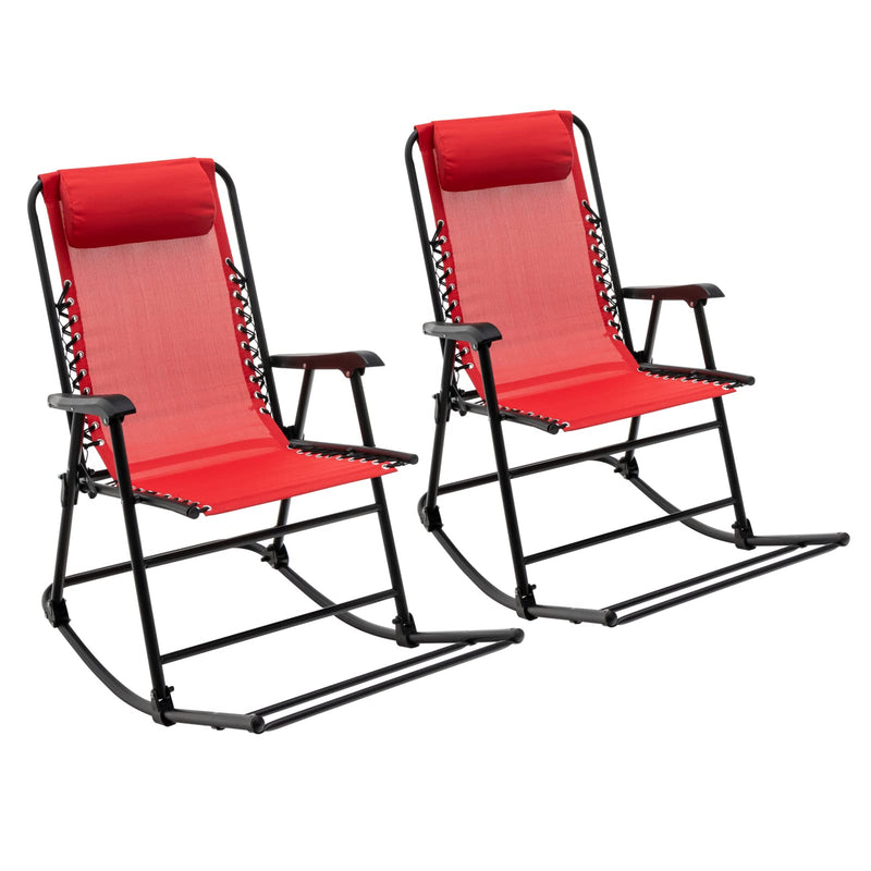 Load image into Gallery viewer, Goplus Folding Rocking Chair, Zero Gravity Rocking Camping Chair with Pillow(Set of 2)

