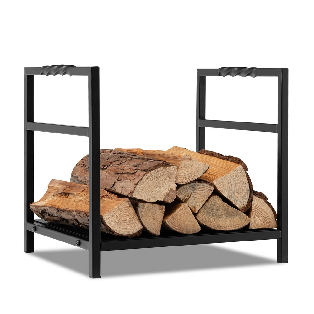 Goplus 16 Inch Small Firewood Rack, Indoor Outdoor Decorative Firewood Log Holder with Easy-to-Grab Handle & Raised Base - GoplusUS
