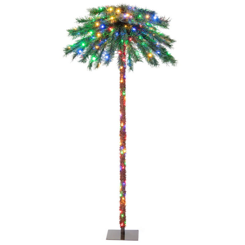 Load image into Gallery viewer, Goplus 6 FT Pre-Lit Artificial Christmas Tree, Lighted Xmas Palm Tree W/ 210 Multi-Color LED Lights - GoplusUS

