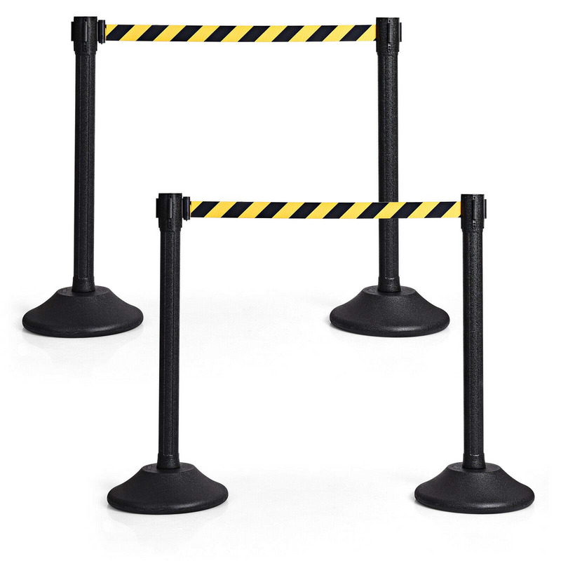 Load image into Gallery viewer, 2Pcs Stanchion Post, Crowd Control Rope Barrier with 6.3 Foot Retractable Belt - GoplusUS
