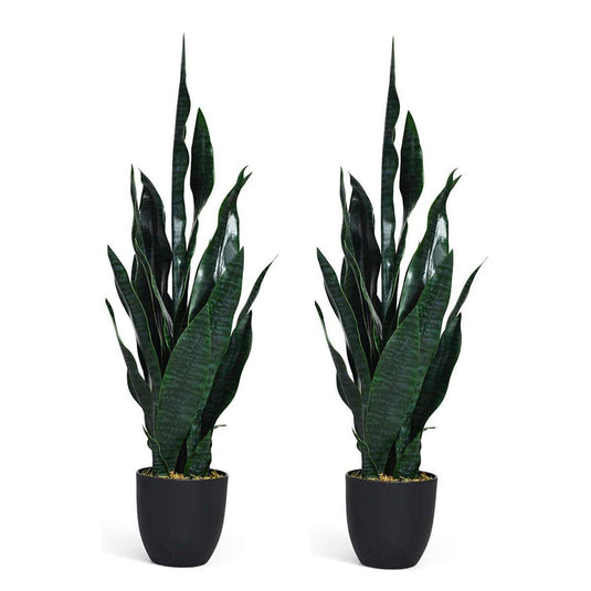 Goplus Fake Snake Plant, 2 Pack 36" Tall Artificial Potted Floor Plant