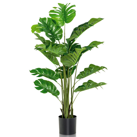 Goplus Artificial Monstera Deliciosa Plant, 5ft Tall Fake Tropical Palm Tree w/15 Pcs Different Turtle Leaves - GoplusUS