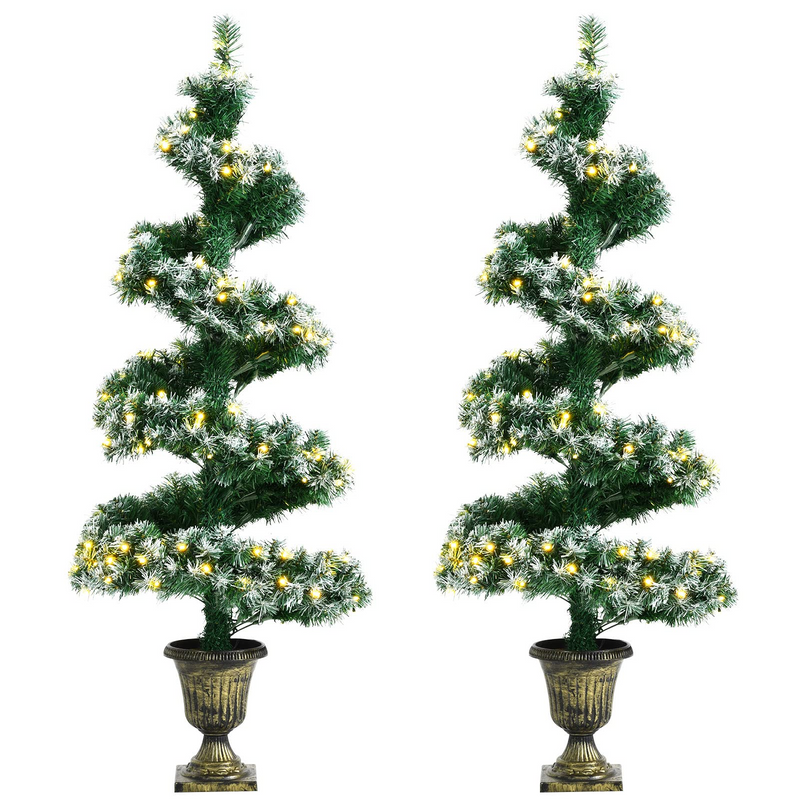 Load image into Gallery viewer, Goplus 4ft Pre-Lit Christmas Tree for Entrances, 2 Pack Artificial Spiral Topiary Tree - GoplusUS
