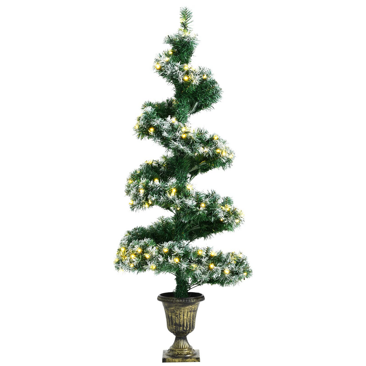 Goplus 4ft Pre-Lit Christmas Tree for Entrances, Artificial Spiral Topiary Tree - GoplusUS